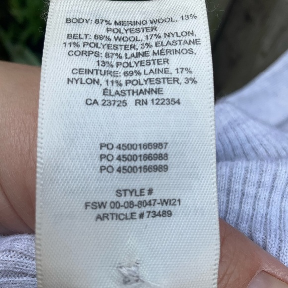 Babaton Aritzia Grey Henley Merino Wool Blend Sweater Dress XL - Picture 7 of 9